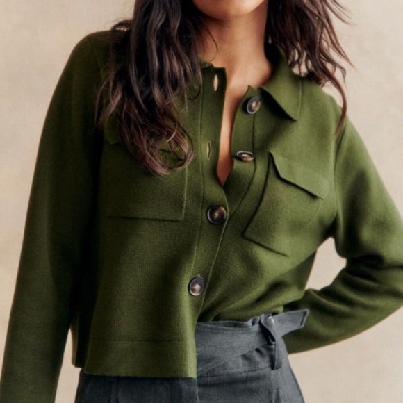 Sezane Betty Cardigan in Perfect Green Size XS